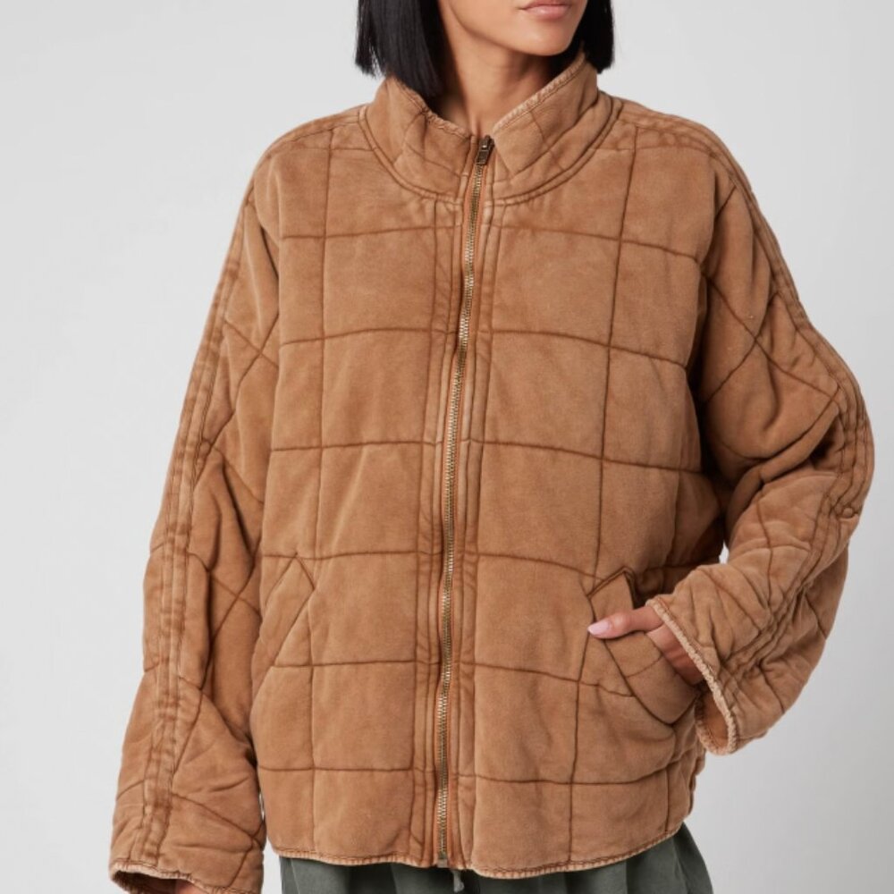 Free People Dolman Quilted Knit Jacket in Champagne